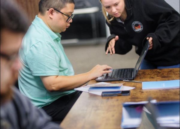 Teaching disabled man